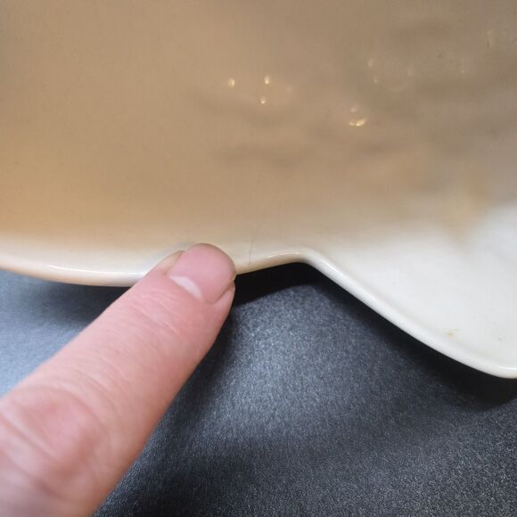 Vintage Porcelain Double Handle Jardiniere Planter Fruit MCM Footed - Picture 9 of 16